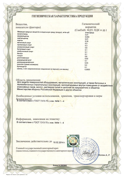 Эмаль ХВ-785 сертификат